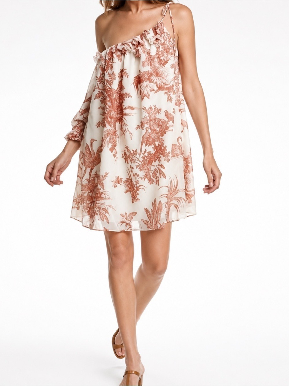 Sachin & Babi Katie Dress NWT One Shoulder Toile Print Wedding Guest Size L